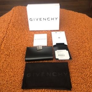 GIVENCHY Black w/ Silver Card Case - fold over style - NWT